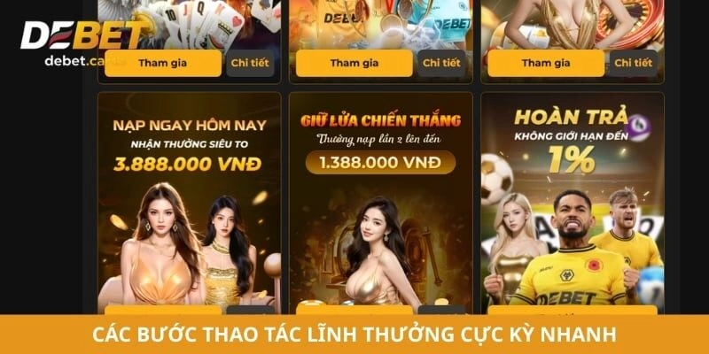 Các bước thao tác lĩnh thưởng cực kỳ nhanh