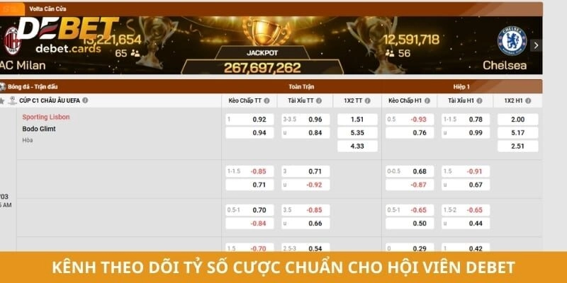 Kênh theo dõi tỷ số cược chuẩn cho hội viên Debet