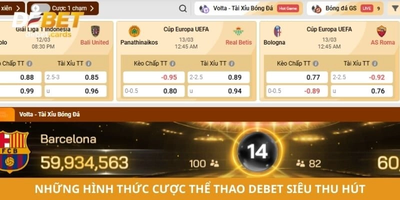 Những hình thức cược thể thao Debet siêu thu hút