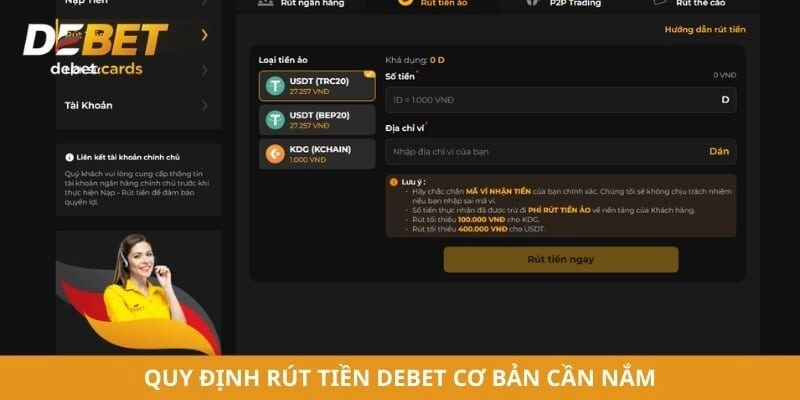 Quy định rút tiền Debet cơ bản cần nắm