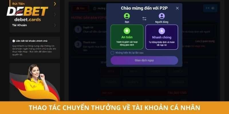 Thao tác chuyển thưởng về tài khoản cá nhân