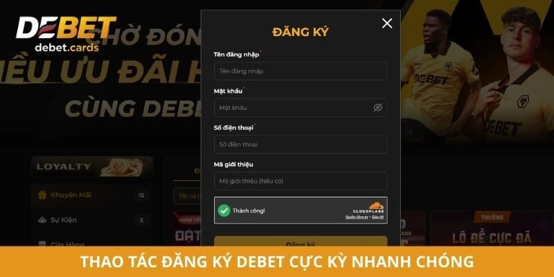 Thao tác đăng ký Debet cực kỳ nhanh chóng